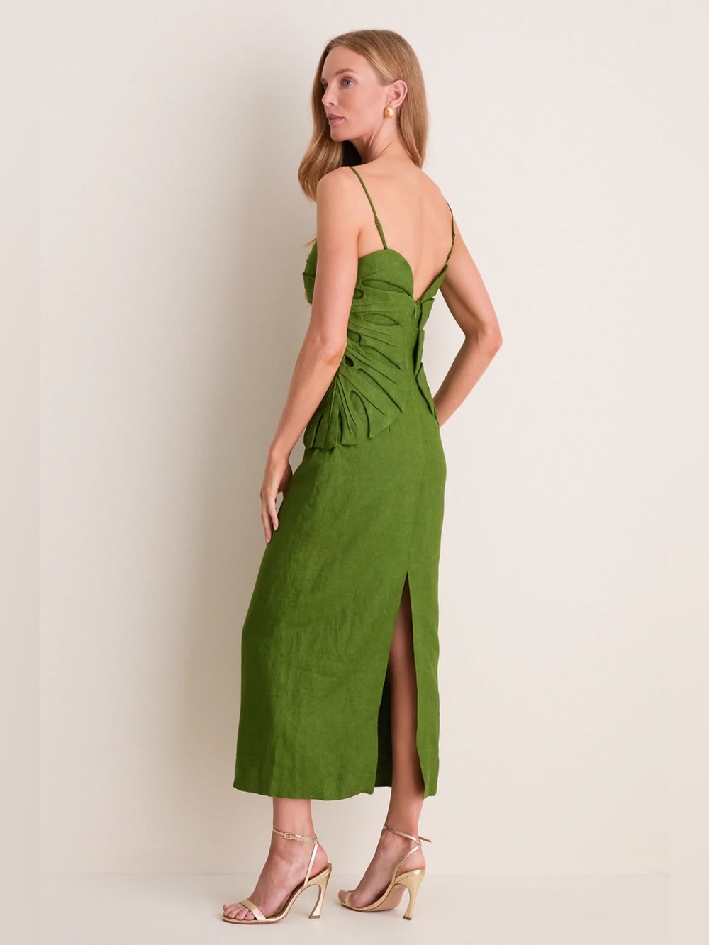 Farm Rio: Green Monstera Leaf Sleeveless Euroflax Premium Linen Maxi
Dress M - Picture 2 of 8